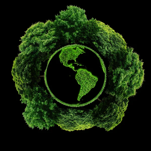 Ecologie planeet met met bomen rond. Eco aarde — Stockfoto