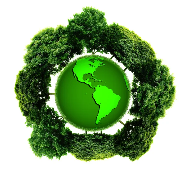 Ecology planet with with trees around. eco earth — Stock Photo, Image