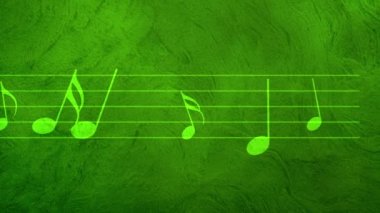 Animasyonlu arka plan ile müzik notaları, akan, akarsu müzik notlar uçan müzik notlar