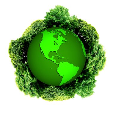 Ekoloji gezegen etrafındaki ağaçlarla ile. Eko dünya