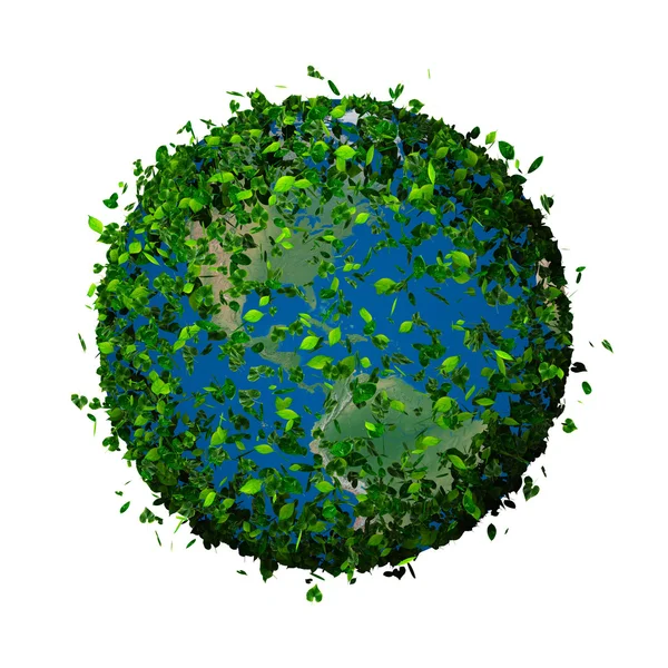 Planeet aarde bedekt met de bladeren. Eco globe. — Stockfoto