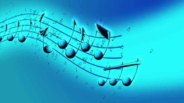 Animated background with musical notes, Music notes flowing, flying stream of Music Notes — Stock Video