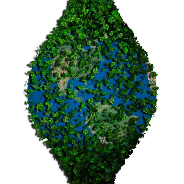 Planet earth covered with the leaves. Eco globe. — Stock Photo, Image