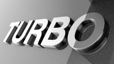 Turbo araba yazdırma işaret, etiket, rozet, amblem veya tasarım öğesinde.