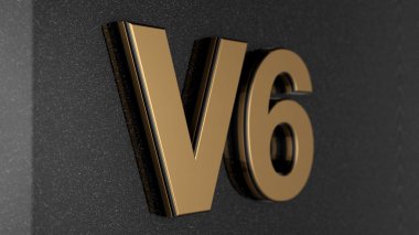 V6 sign, label, badge, emblem or design element on car print. clipart