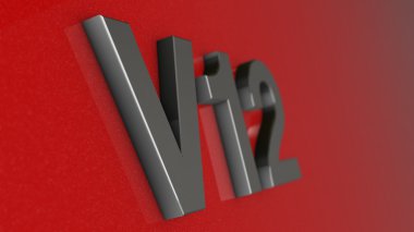 V12 işaret, etiket, rozet, amblem veya tasarım öğesinde, araba yazdırma.