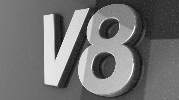 V8 sinal, etiqueta, crachá, emblema ou elemento de design na impressão do carro — Fotografia de Stock