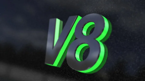 V8 sign, label, badge, emblem or design element on car print. — Stock Photo, Image