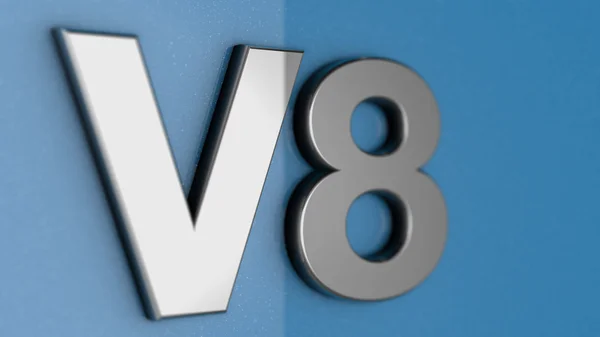 V8 sign, label, badge, emblem or design element on car print. — Stock Photo, Image