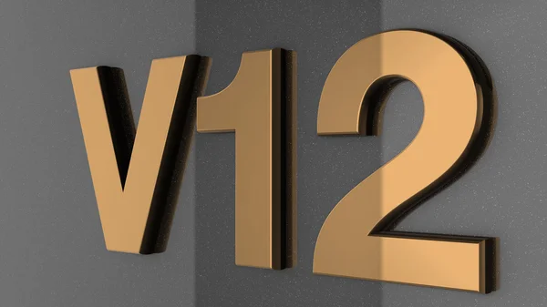 V12 signo, etiqueta, insignia, emblema o elemento de diseño en la impresión del coche — Foto de Stock