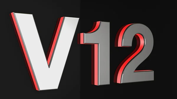 V12 sign, label, badge, emblem or design element on car print — Stock Photo, Image