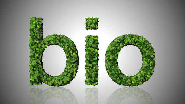 Word bio made from green leaves isolated on white background. — Stock Photo, Image