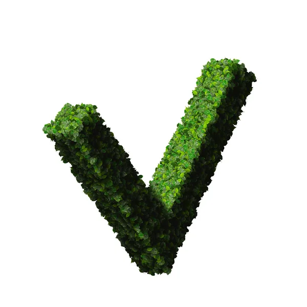 Goedgekeurd, ok, zoals, eco teken gemaakt van groene bladeren geïsoleerd op zwarte achtergrond. 3D render. — Stockfoto