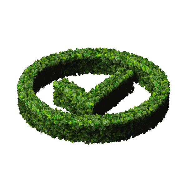 Approved, ok, like, eco sign made from green leaves isolated on black background. 3D render. — Stock Photo, Image