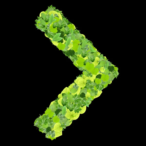 Arrow made from green leaves. — Stock Photo, Image