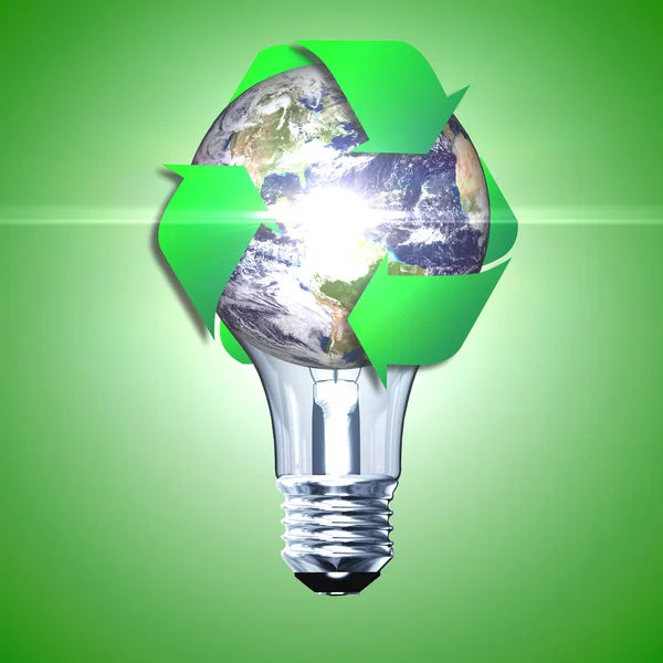 Bombilla ecológica hecha de hojas verdes. 3d renderizar . —  Fotos de Stock