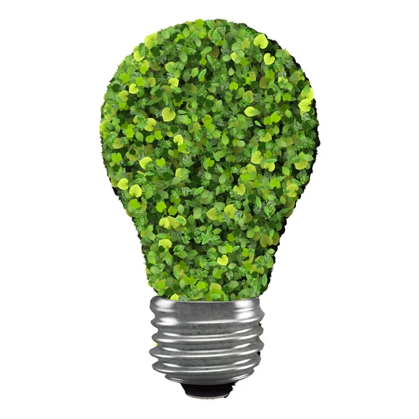 Eco bulb made from green leaves. 3d render. — Stock Photo, Image