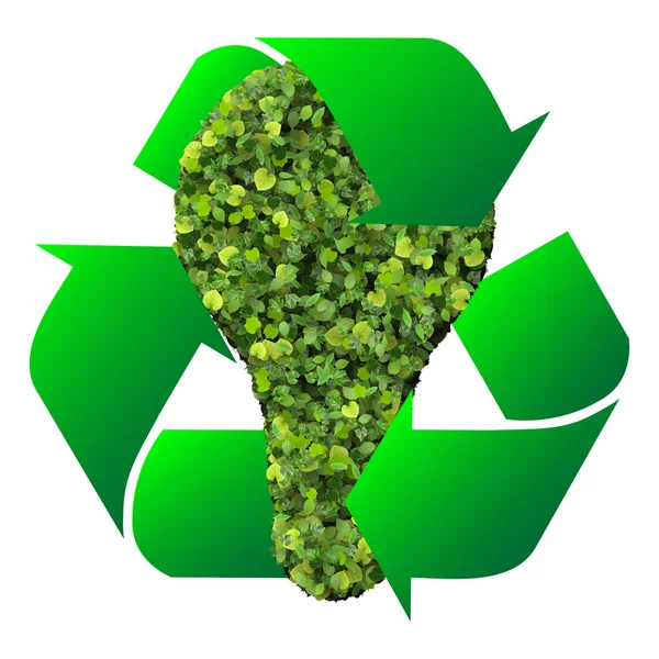 Bombilla ecológica hecha de hojas verdes. 3d renderizar . —  Fotos de Stock