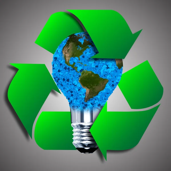 Eco žárovka ze zelených listů. 3D vykreslování. — Stock fotografie
