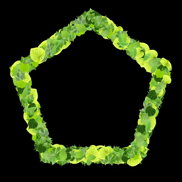 Pentagon yeşil yaprakları beyaz arka plan üzerinde izole yapılmış. 3D render.