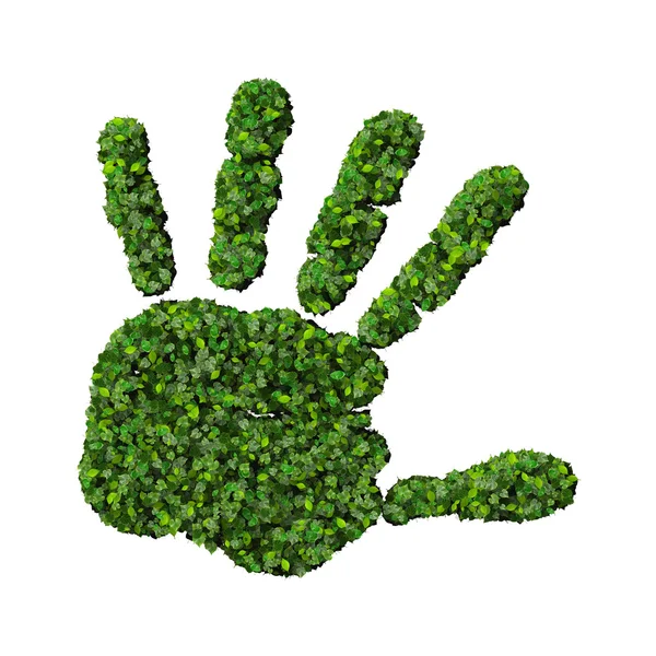 Hand made from green leaves. — Stock Photo, Image