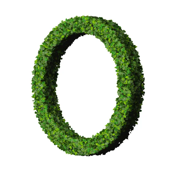 Ring made from green leaves isolated on white background. 3d render. — Stock Photo, Image