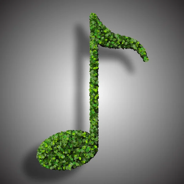 Musical note eight symbol made from green leaves isolated on white background. 3d render — Stock Photo, Image