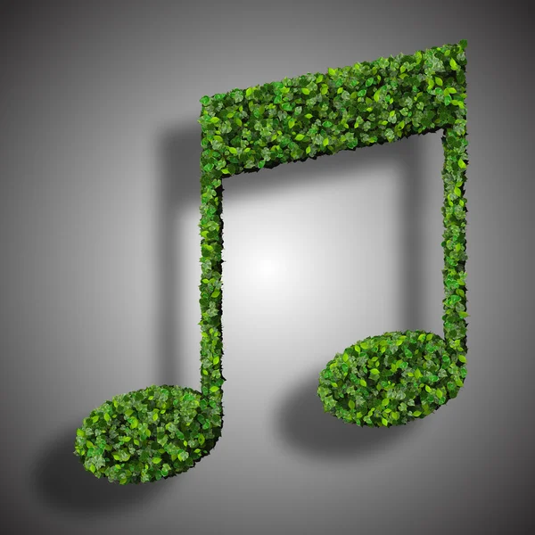 Musical note double eight symbol made from green leaves isolated on white background. 3d render — Stock Photo, Image