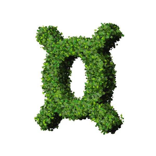 Currency symbol made from green leaves isolated on white background. 3d render. — Stock Photo, Image