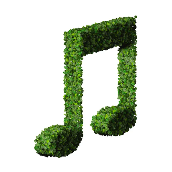 Nota musical duplo oito símbolo feito de folhas verdes isoladas sobre fundo branco. Renderização 3d Imagem De Stock