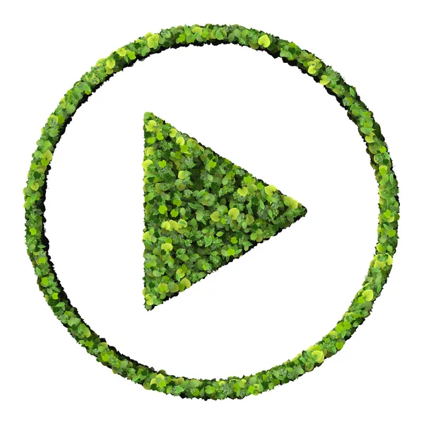 Controle de mídia jogo feito de folhas verdes isoladas no fundo branco. Renderização 3D . — Fotografia de Stock