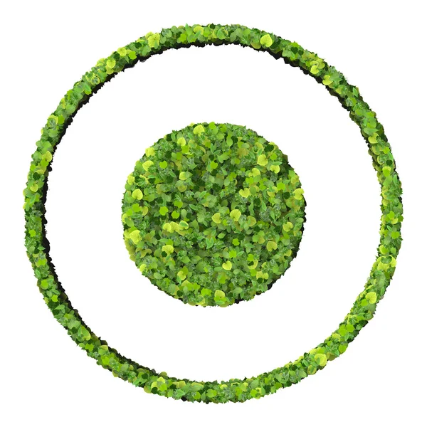 Media control record eco icon made from green leaves isolated on white background. 3D render. — Stock Photo, Image