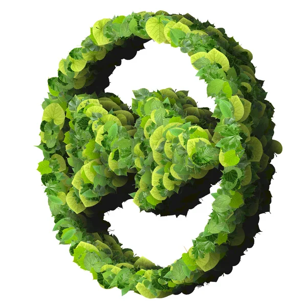 Dopředu nebo dozadu eco ikonu, ze zelených listů izolovaných na bílém pozadí pro ovládání médií. 3D vykreslování. — Stock fotografie