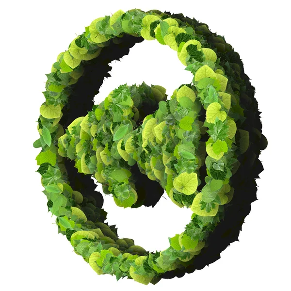 Media controle achteruit of vooruit eco pictogram, gemaakt van groene bladeren geïsoleerd op een witte achtergrond. 3D render. — Stockfoto