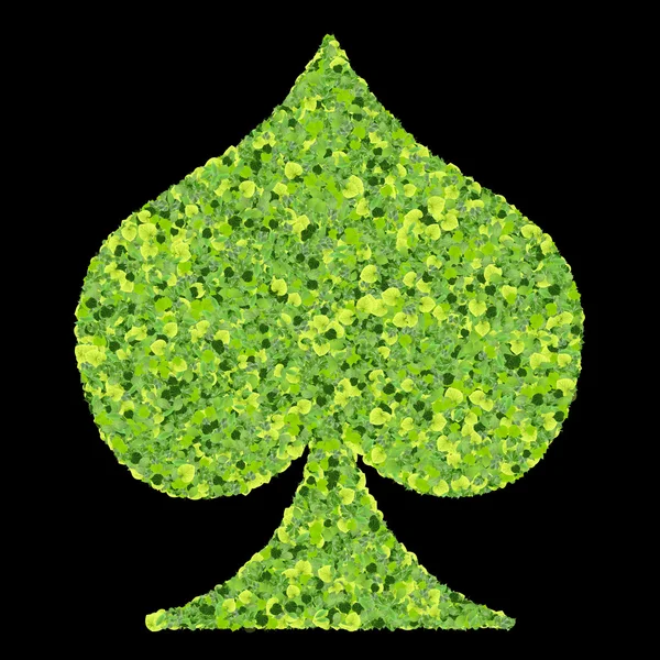 Playing card eco icon spades, made from green leaves isolated on solid background. 3D render. — Stock Photo, Image