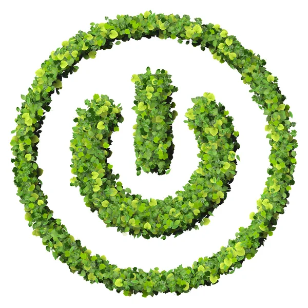Controle de mídia desligar ícone eco feito de folhas verdes . — Fotografia de Stock