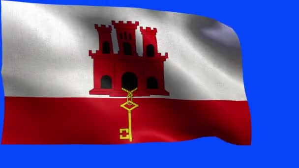 Vlajka Gibraltaru - smyčka — Stock video