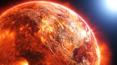 Earth yanma veya küresel bir felaket, kıyamet senaryosu sonra patlayan.