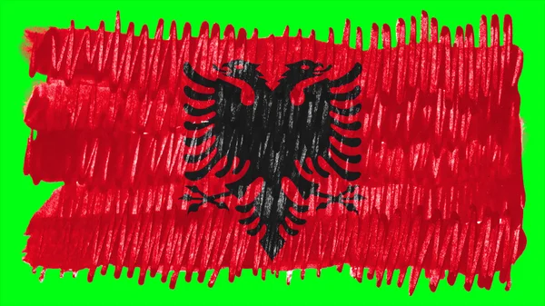 Bandera de Albania, Bandera de Albania pintada con pincel sobre fondo sólido, textura de pintura — Foto de Stock