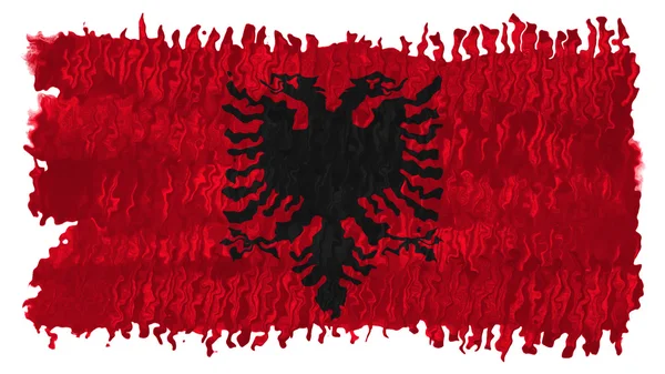 Bandera de Albania, Bandera de Albania pintada con pincel sobre fondo sólido, textura de pintura — Foto de Stock