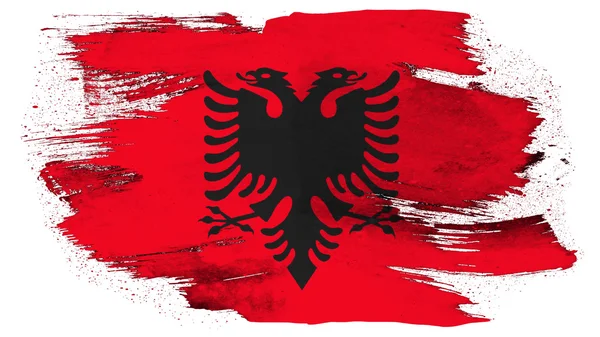 Bandiera dell'Albania, Bandiera Albanese dipinta con pennello su sfondo solido, texture vernice — Foto Stock