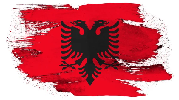 Flag of Albania, Albanian Flag painted with brush on solid background, paint texture