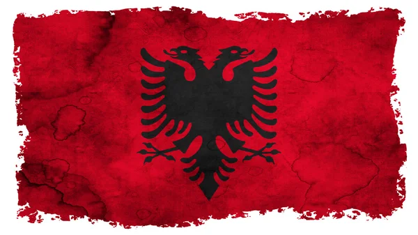 Bandera de Albania, Bandera de Albania pintada sobre papel textura — Foto de Stock