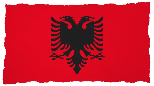 Bandera de Albania, Bandera de Albania pintada sobre papel textura — Foto de Stock