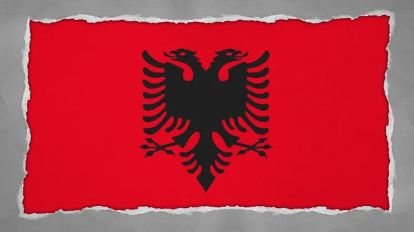 Flagge Albaniens, albanische Flagge auf Papier gemalt — Stockfoto