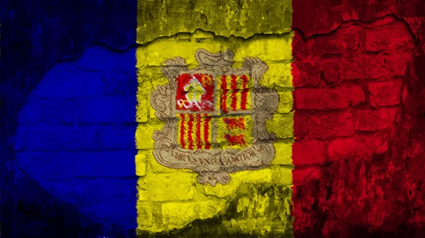 Flaga Andory malowane na ścianie z cegły — Zdjęcie stockowe