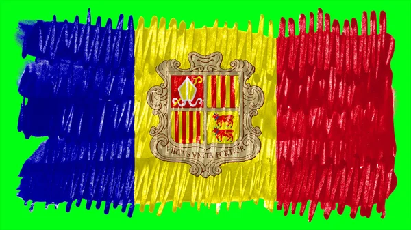Прапор Андорри намальовані пензлем на суцільне тло, paint текстури — стокове фото