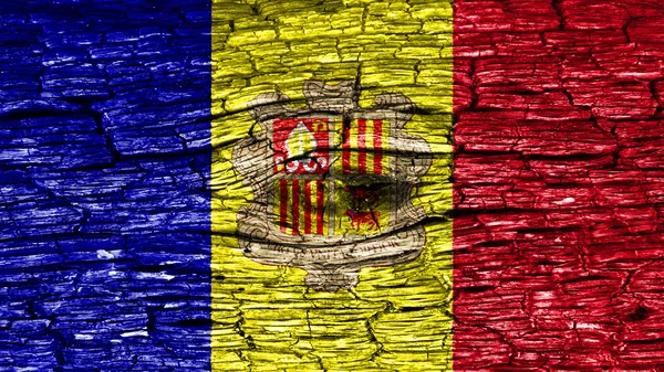 Flagga Andorra målade på trä — Stockfoto