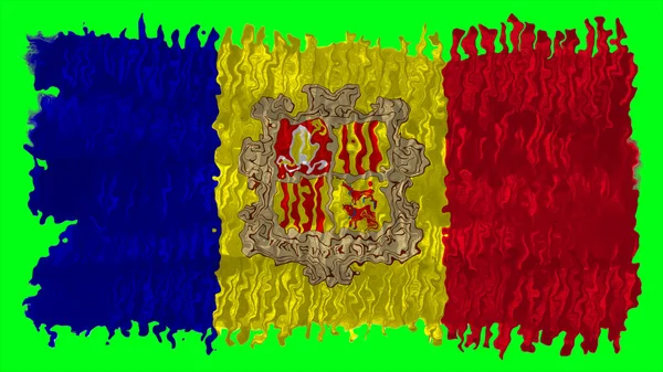 Flag of Andorra painted with brush on solid background, paint texture — Stock Photo, Image