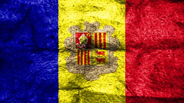 Bandeira de Andorra pintada sobre lã — Fotografia de Stock